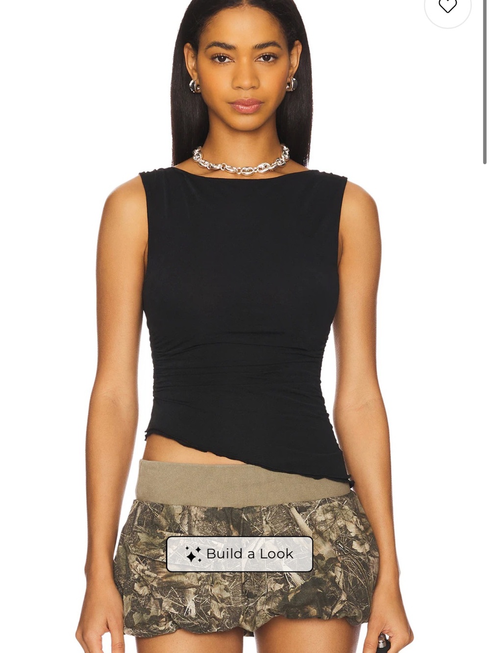Free People Black Sleeveless Ruched Tank
